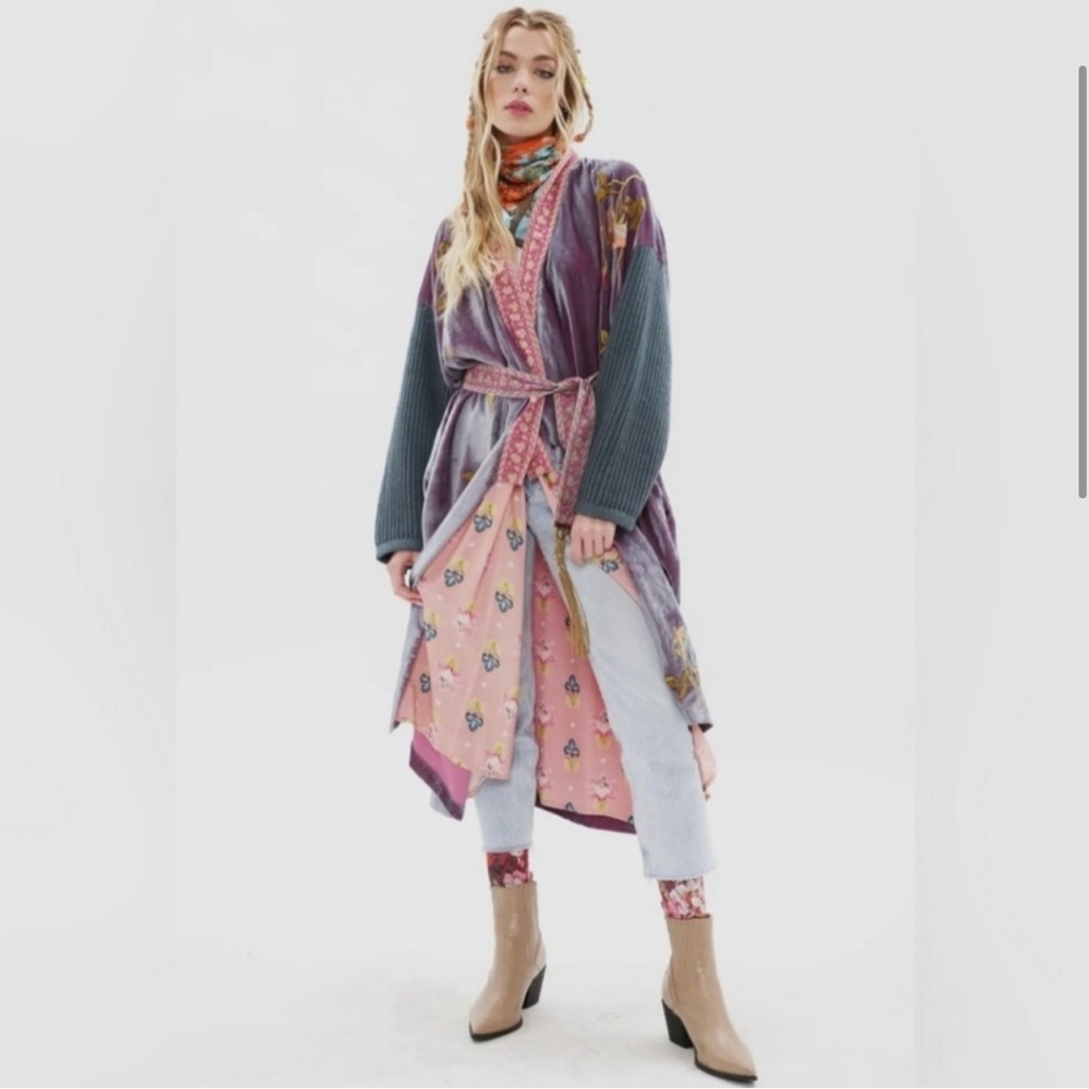 SALE! Aratta Something Magical Velvet Coat/Kimono In Grape Jam